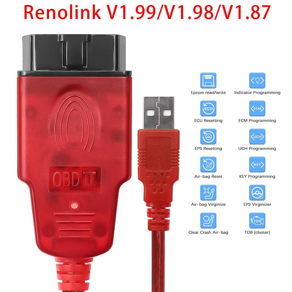 ڵ   Renolink V1.99 OBD2 ̺, ECU Ʃ, air-ba9 , ECM UCH Ű α׷ ̽, 2024